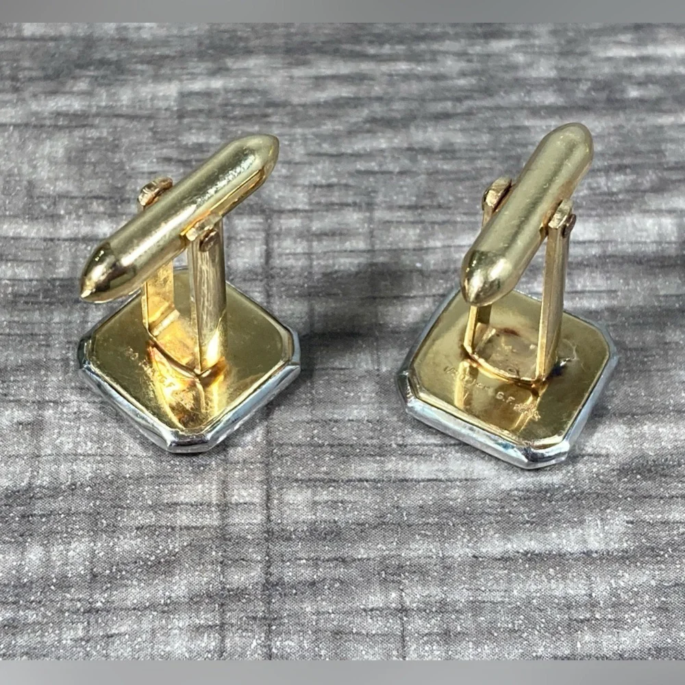 Vintage Abalone 1/20 14K Gold Filled Cuff Links Signed Correct